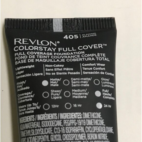 Revlon ColorStay Full Cover Foundation 405 Almond Matte Tube Creamy Formula 30ml - Picture 4 of 4